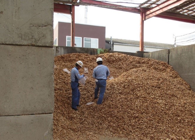 Photo 2.　Sampling of wood chips